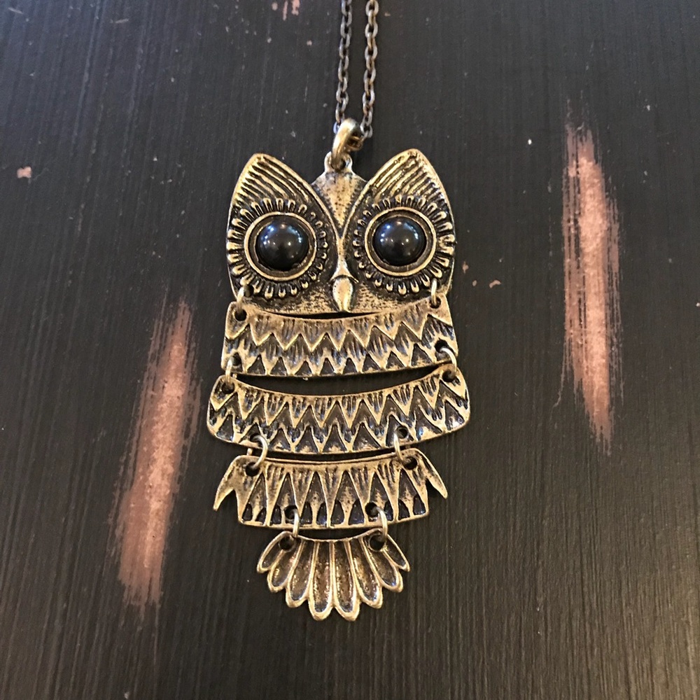 ✨🦉Antique metal goldtone long owl necklace🦉✨